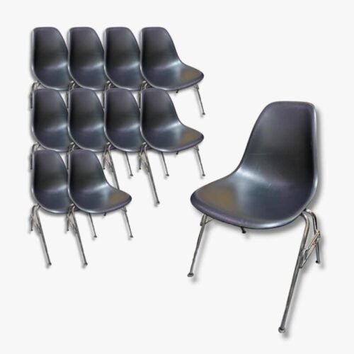 Eames Plastic Side Chair h-base schwarz-vintage-gebraucht-secondhand
