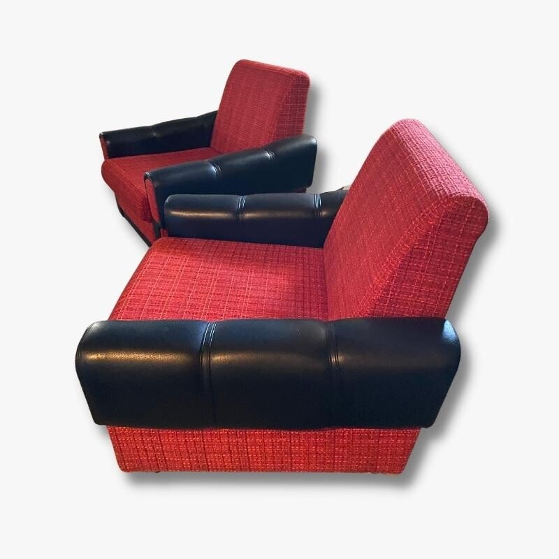 Vintage Sessel rot mit Leder