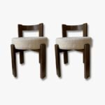 2er Set Beistellstühle aus Holz beige stoff