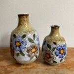 Set mit 2 Vintage Vasen Blumenmotiv