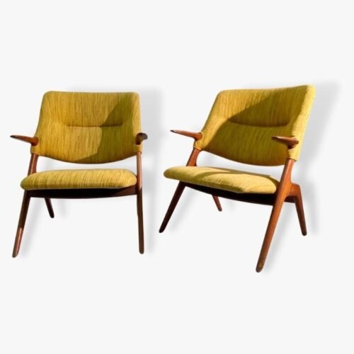 Paar skandinavischer Vintage-Sessel senffarben
