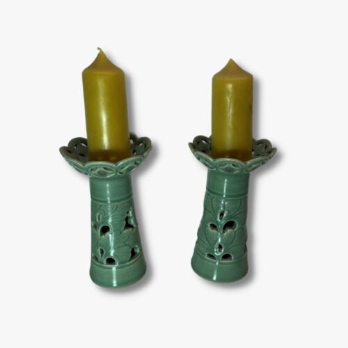2 japanische Kerzenständer aus Keramik