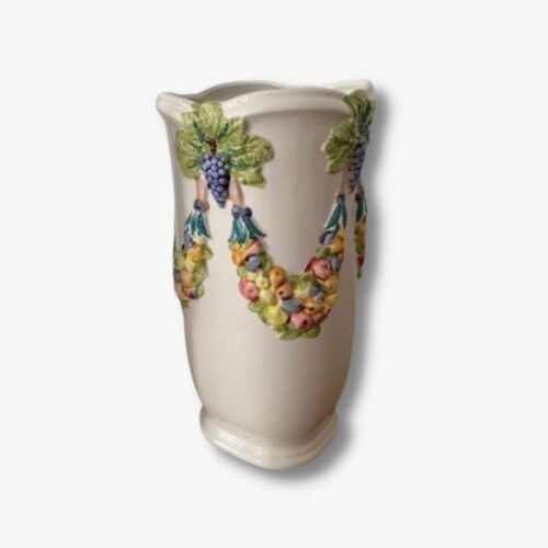 Keramikvase mit Blumenverzierung-vintage-secondhand-gebraucht-schweiz