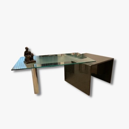 Schreibtisch aus Glas, Metall und Granit