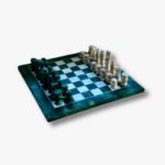 Grün-weisses Vintage Marmor-Schachspiel
