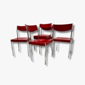 5 Feuerrote Stühle von Edlef Bandixen für Dietiker