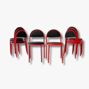 Italienische moderne Stühle aus rotem Metall, 1980er