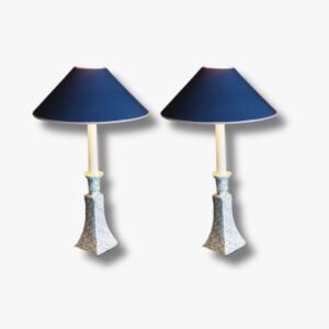 Paar Kullmann Nachttisch Lampen mit Porzellan Fuss