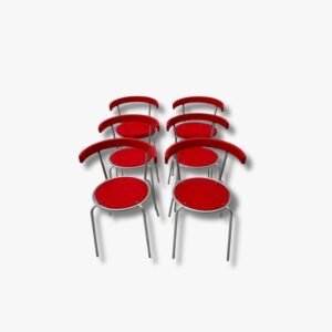 6 Rote Karo Stühle von Lars Norinder für IKEA
