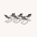 Freischwinger Stühle S33 von Thonet mit brauner Netzbespannung