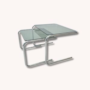 Mid-Century Satztische im Bauhaus Stil mit Chromgestell