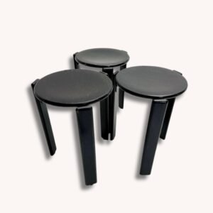Schwarze stapelbare Hocker von Bruno Rey für Dietiker, 1970er Jahre