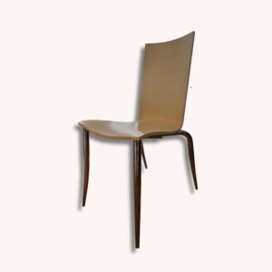 Stuhl Ollytango, lackiert (beige-hellgelb) und Chromstahlbeine