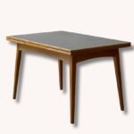 Ausziehbarer Mid Century Esstisch mit schwarzer Resopalplatte, 1960er Jahre