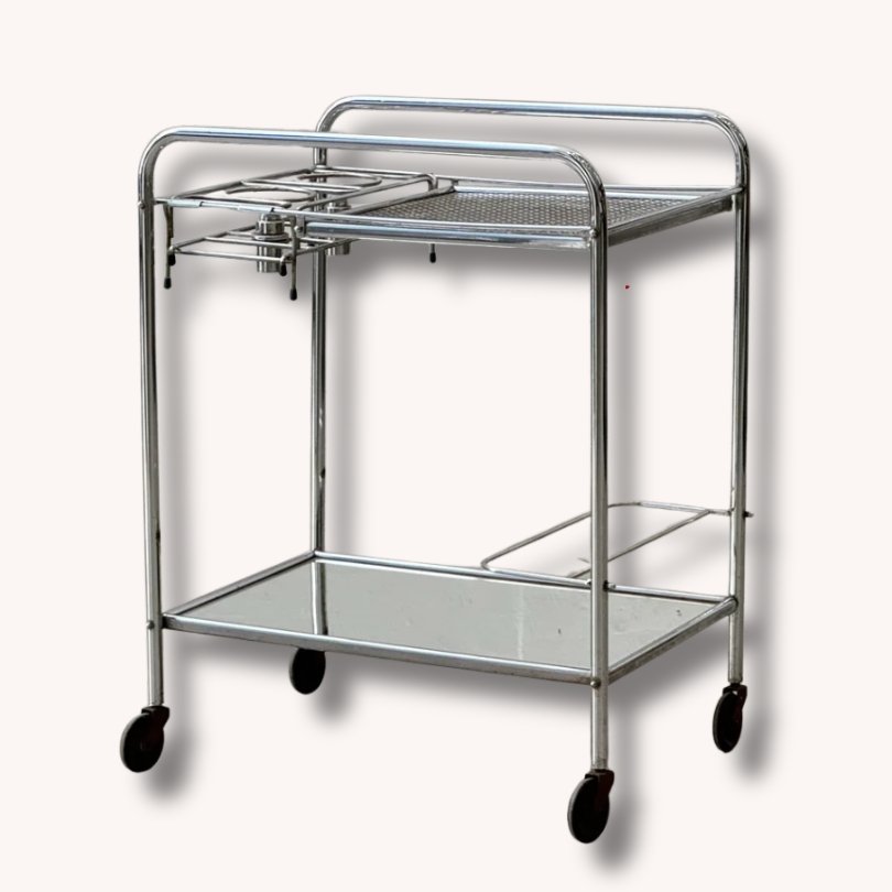 Französischer Art Deco Barwagen mit abnehmbaren Öllampen, 1940er Jahre