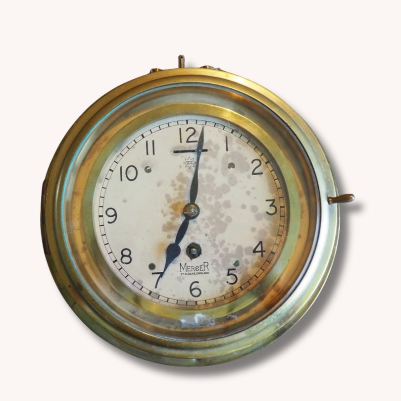 Schiffsuhr, antik, Messing