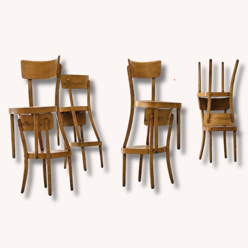 Bugholzstühle aus Vollholz, Thonet ZPM Radomsko, Polen 1950er Jahre