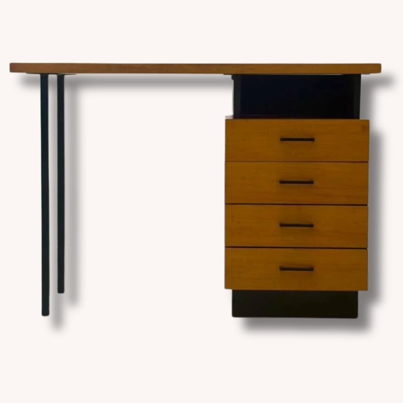 Vintage Schreibtisch mit integriertem Schubladenkorpus, 1980er Jahre