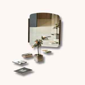 Minimalistischer Wandspiegel mit Holzrahmen, 1970er