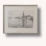 Originale Lithografie „Kloster auf der Ufenau“ von L. Albrecht