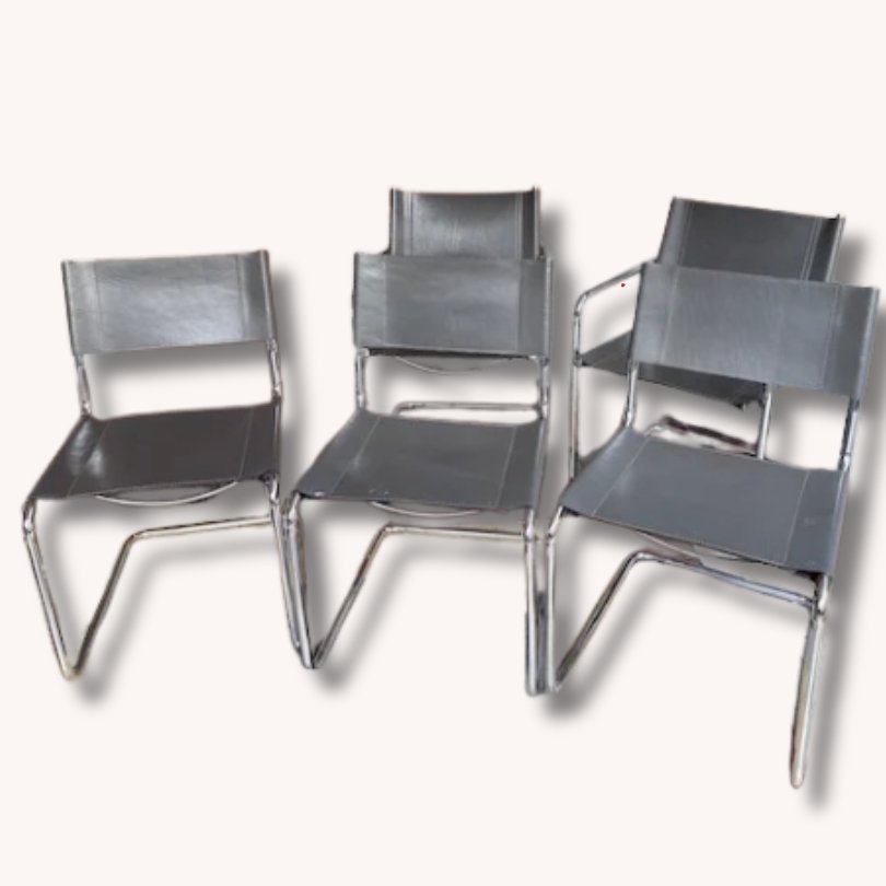 Set von 5 Freischwingerstühlen MG5 in Leder Design Mart Stam von Matteo Grassi (1980)-vintage-secondhand-gebraucht-schweiz (Instagram Post) Set von 5 Freischwingerstühlen MG5 in Leder Design Mart Stam von Matteo Grassi (1980)