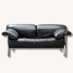 Zweisitzer Sofa aus schwarzem Leder von Pierluigi Cerri für Poltrona Frau, Italien,