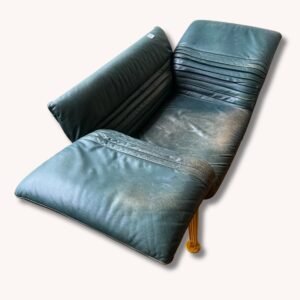 tage De Sede Sofa DS 142, Winfried Totzek, original grüner Lederbezug, 80er Jahre