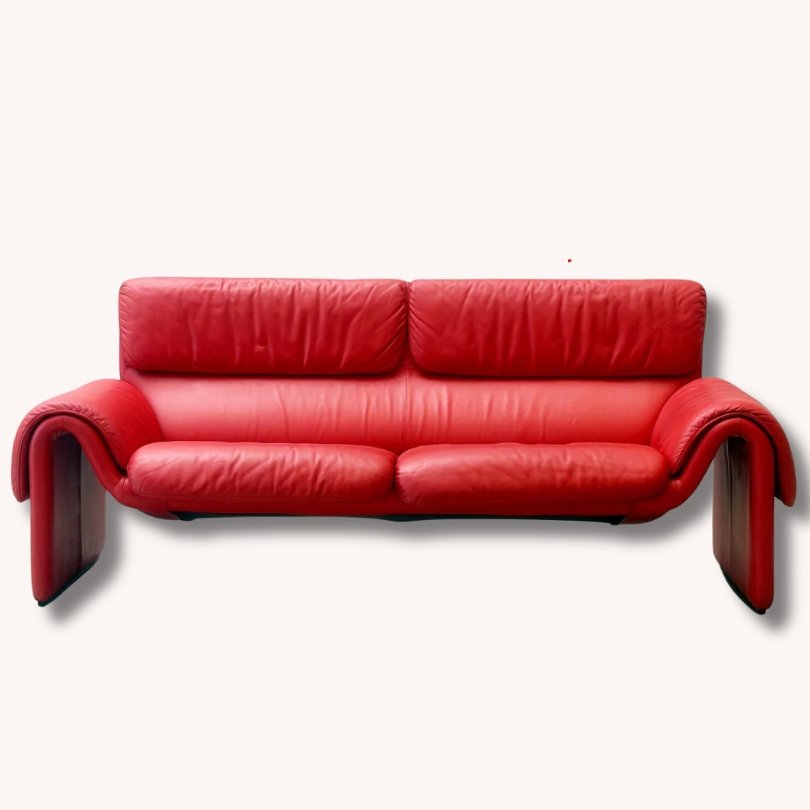 Rotes De Sede DS-2011 Ledersofa, 1980er Jahre-vintage-secondhand-gebraucht-schweiz (Instagram Post) Rotes De Sede DS-2011 Ledersofa, 1980er Jahre
