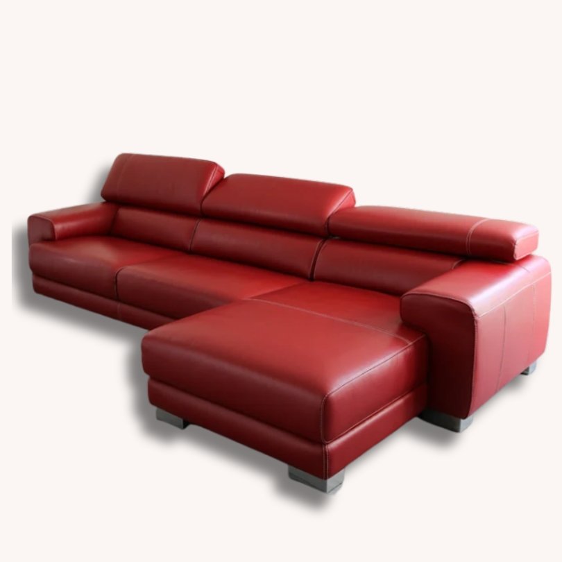 CALIA Italia Designersofa aus Echtleder + Hocker